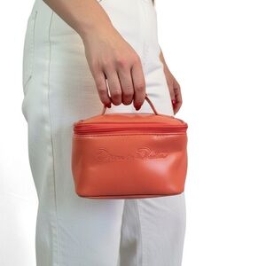 OSCAR DE LA RENTA COSMETIC BAG CORAL ZIPPERED POUCH SMALL WOMENS